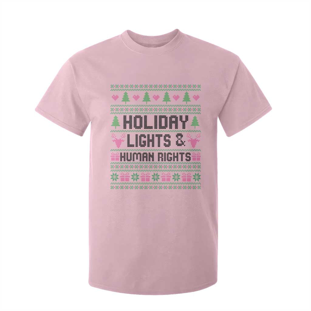 Christmas Lights For Human Rights T Shirt For Kid Equality Supporter Gift TS12 Light Pink Print Your Wear