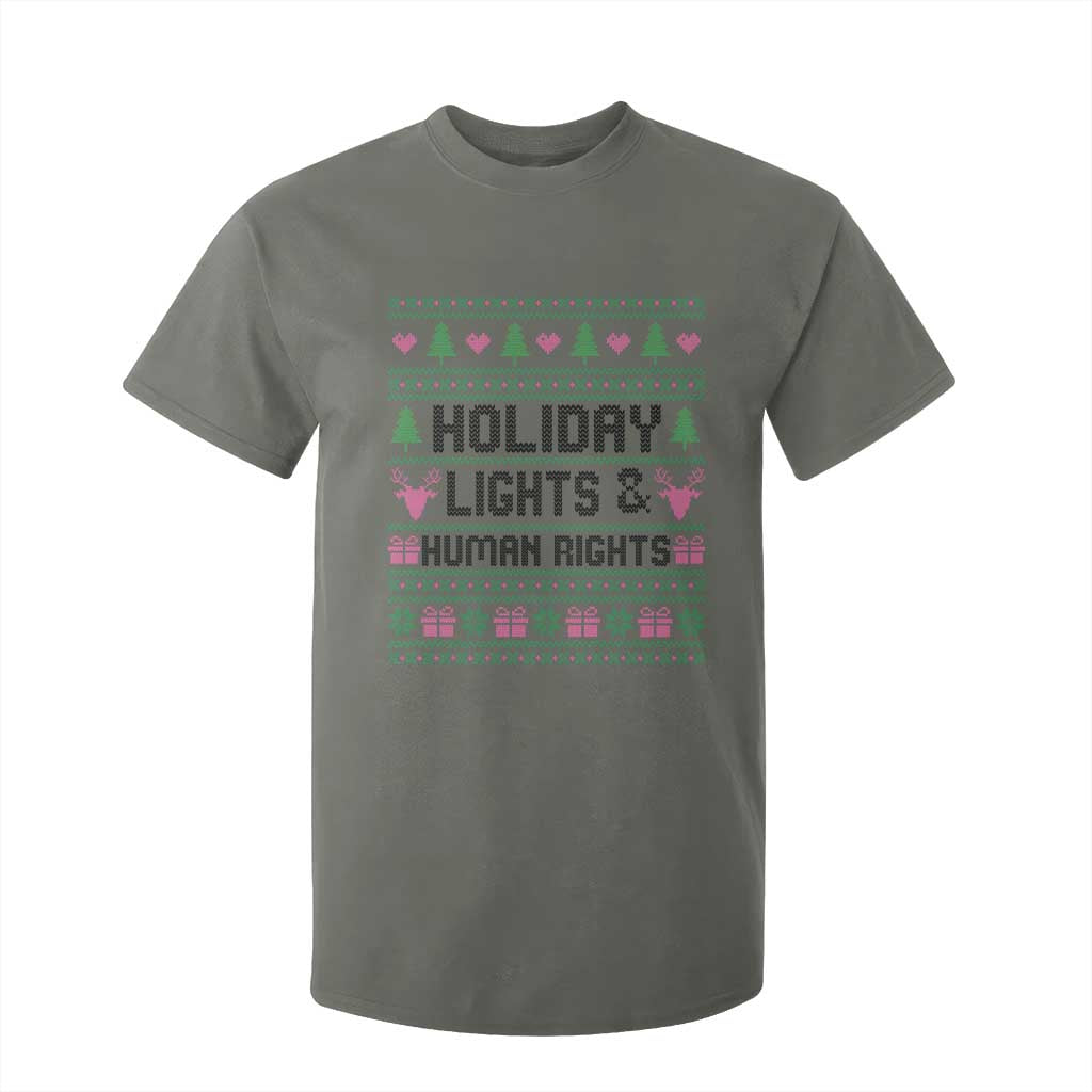 Christmas Lights For Human Rights T Shirt For Kid Equality Supporter Gift TS12 Military Green Print Your Wear
