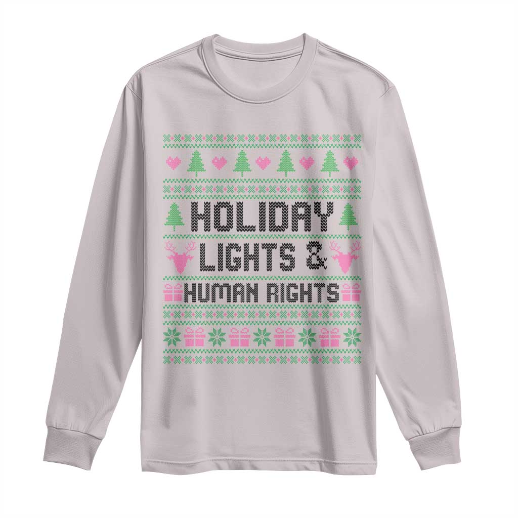 Christmas Lights For Human Rights Long Sleeve Shirt Equality Supporter Gift TS12 Ice Gray Print Your Wear