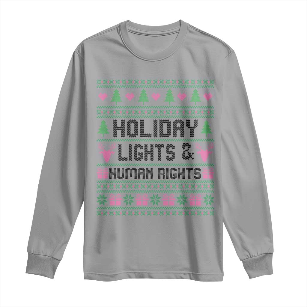 Christmas Lights For Human Rights Long Sleeve Shirt Equality Supporter Gift TS12 Sport Gray Print Your Wear