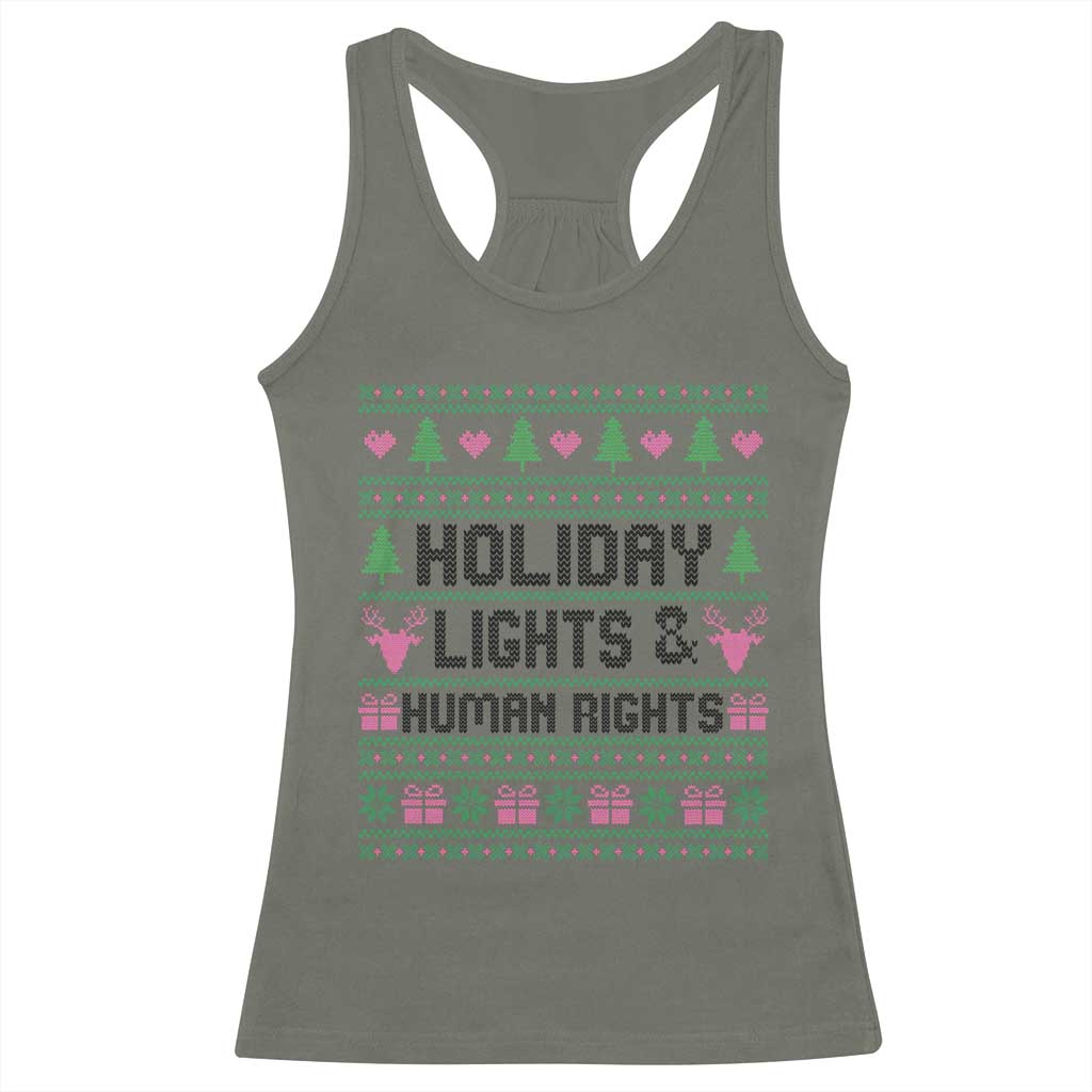 Christmas Lights For Human Rights Racerback Tank Top Equality Supporter Gift TS12 Military Green Print Your Wear
