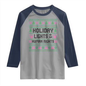 Christmas Lights For Human Rights Raglan Shirt Equality Supporter Gift TS12 Sport Gray Navy Print Your Wear