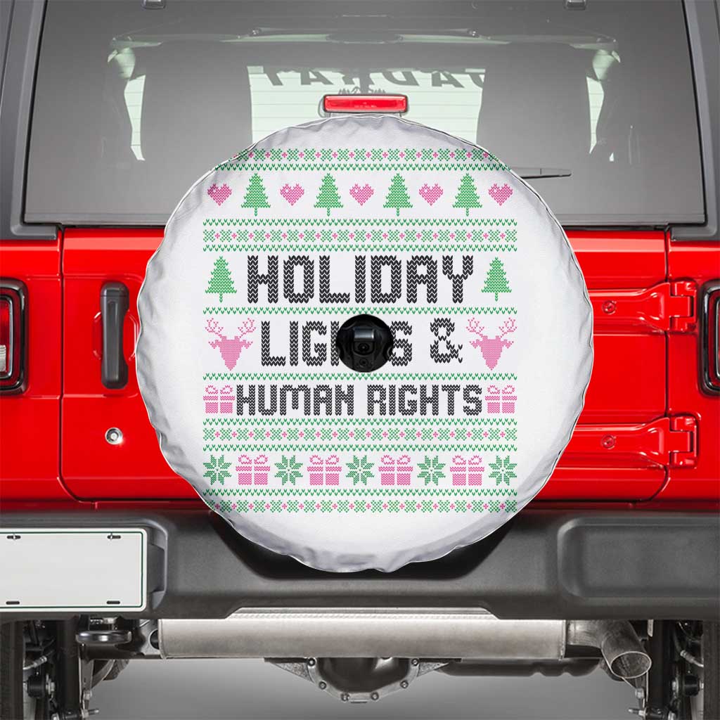 Christmas Lights For Human Rights Spare Tire Cover Equality Supporter Gift TS12 White Print Your Wear