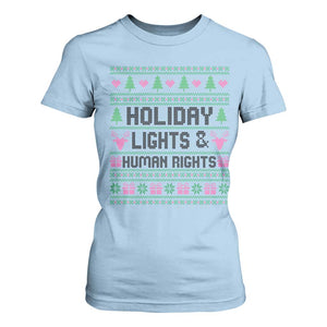 Christmas Lights For Human Rights T Shirt For Women Equality Supporter Gift TS12 Light Blue Print Your Wear