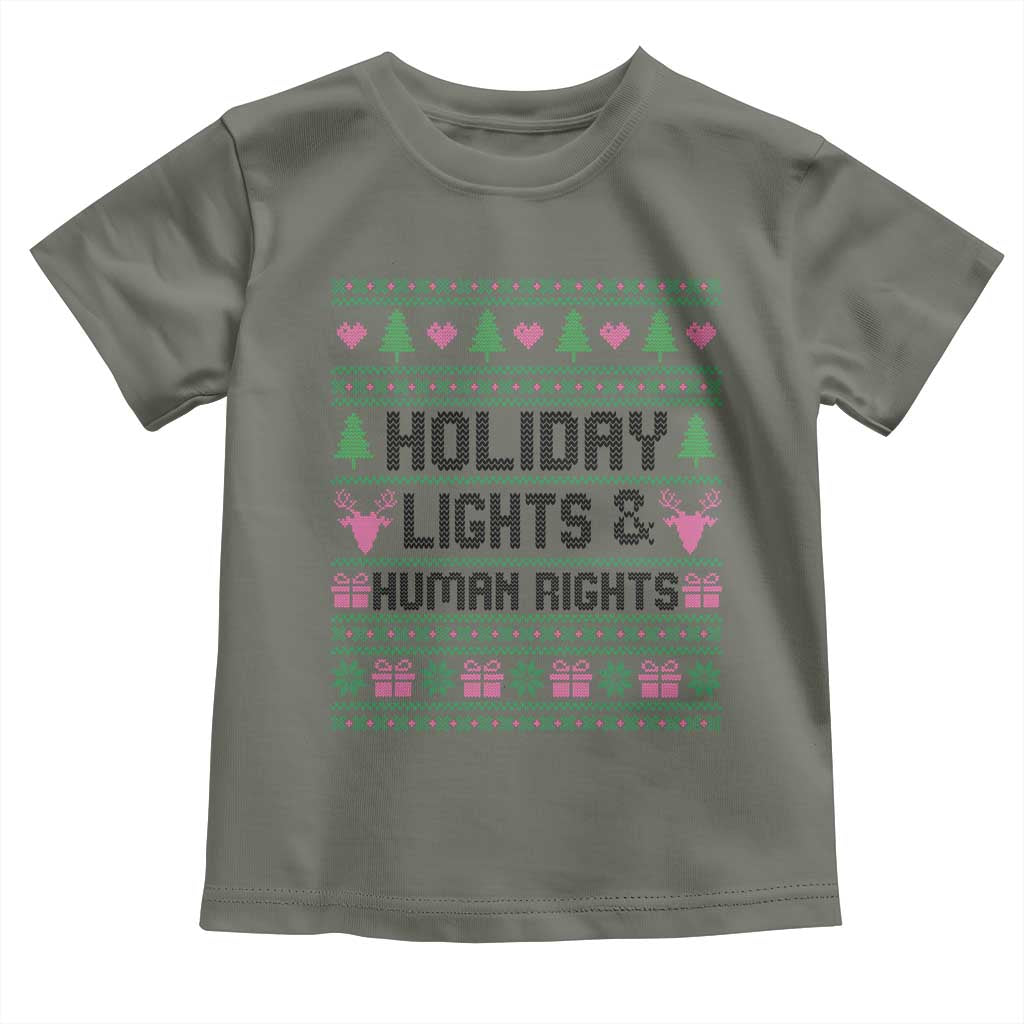 Christmas Lights For Human Rights Toddler T Shirt Equality Supporter Gift TS12 Military Green Print Your Wear