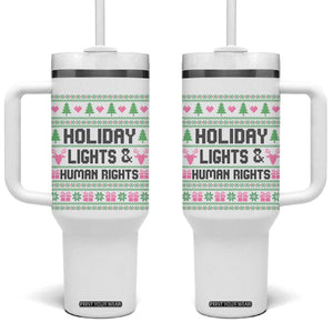 Christmas Lights For Human Rights Tumbler With Handle Equality Supporter Gift TS12 One Size: 40 oz White Print Your Wear