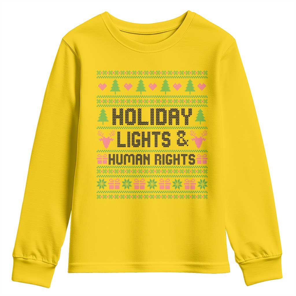 Christmas Lights For Human Rights Youth Sweatshirt Equality Supporter Gift TS12 Daisy Print Your Wear