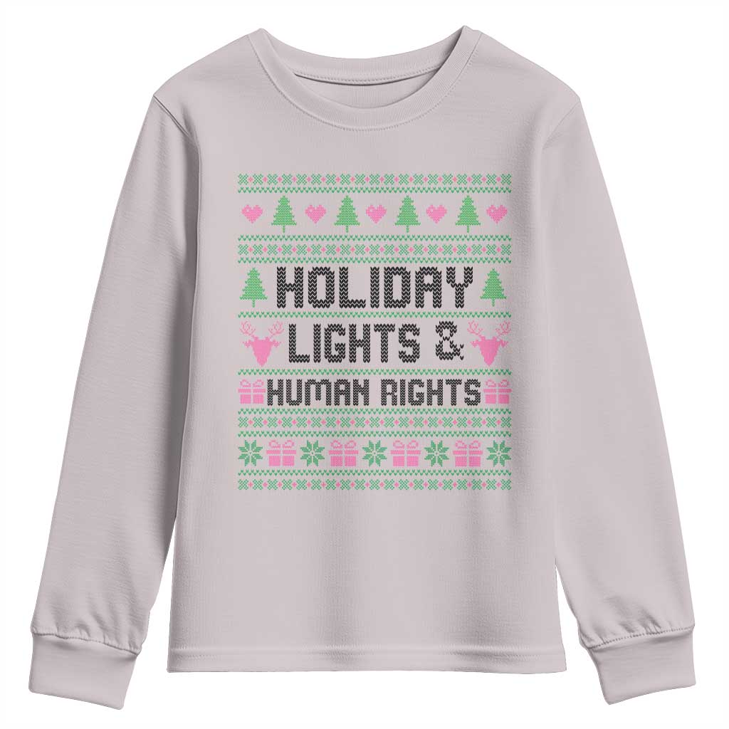 Christmas Lights For Human Rights Youth Sweatshirt Equality Supporter Gift TS12 Ice Gray Print Your Wear
