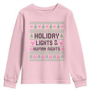 Christmas Lights For Human Rights Youth Sweatshirt Equality Supporter Gift TS12 Light Pink Print Your Wear