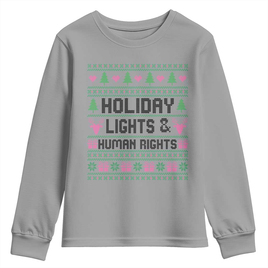 Christmas Lights For Human Rights Youth Sweatshirt Equality Supporter Gift TS12 Sport Gray Print Your Wear
