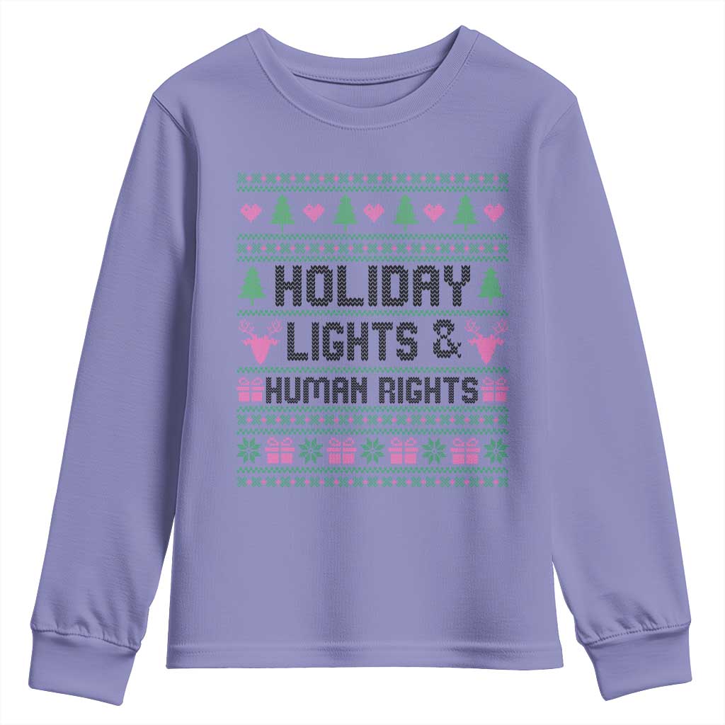 Christmas Lights For Human Rights Youth Sweatshirt Equality Supporter Gift TS12 Violet Print Your Wear