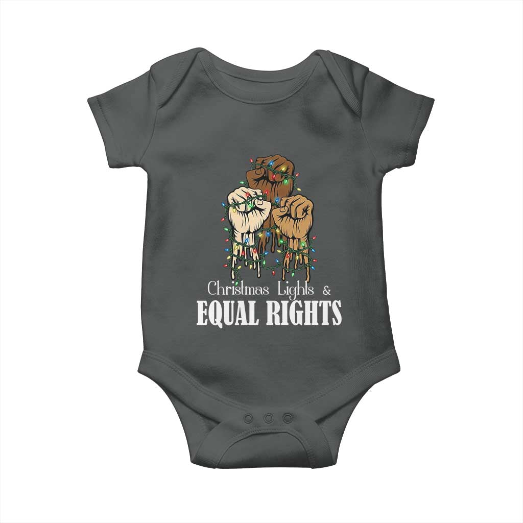 Christmas Lights And Equal Rights Baby Onesie Diversity Xmas Gift TS12 Dark Heather Print Your Wear