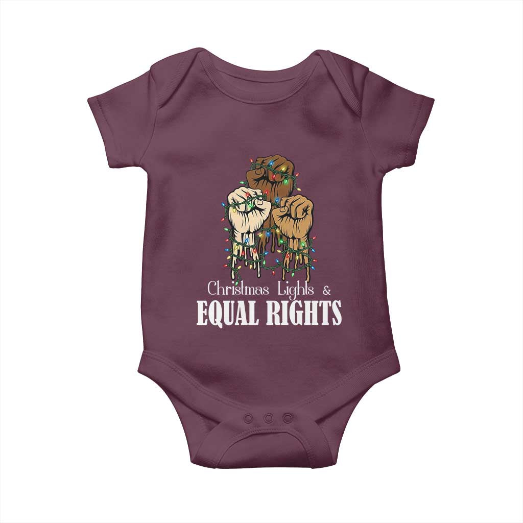 Christmas Lights And Equal Rights Baby Onesie Diversity Xmas Gift TS12 Maroon Print Your Wear
