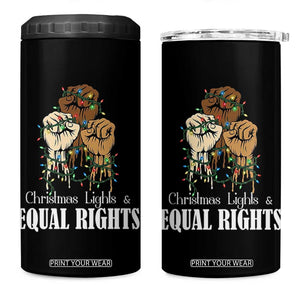 Christmas Lights And Equal Rights 4 in 1 Can Cooler Tumbler Diversity Xmas Gift TS12 One Size: 16 oz Black Print Your Wear