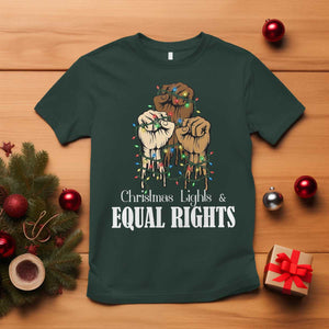 Christmas Lights And Equal Rights T Shirt Diversity Xmas Gift TS12 Dark Forest Green Print Your Wear