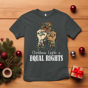 Christmas Lights And Equal Rights T Shirt Diversity Xmas Gift TS12 Dark Heather Print Your Wear
