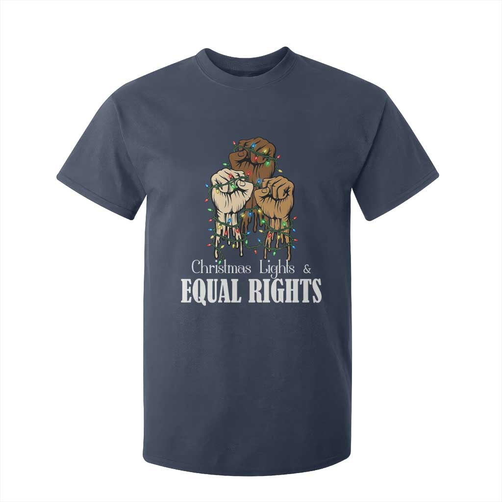 Christmas Lights And Equal Rights T Shirt For Kid Diversity Xmas Gift TS12 Navy Print Your Wear