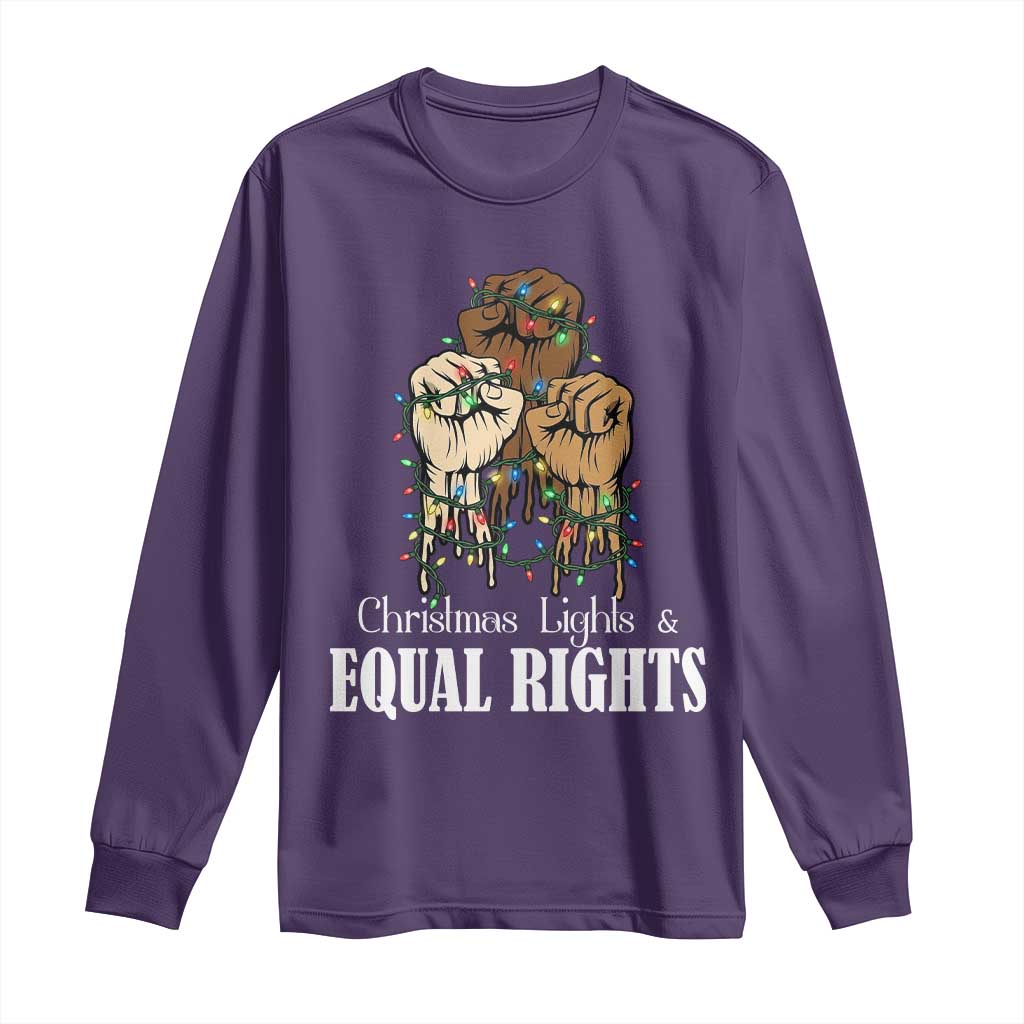 Christmas Lights And Equal Rights Long Sleeve Shirt Diversity Xmas Gift TS12 Purple Print Your Wear