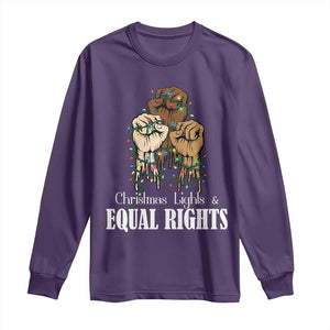 Christmas Lights And Equal Rights Long Sleeve Shirt Diversity Xmas Gift TS12 Purple Print Your Wear