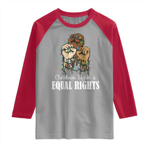 Christmas Lights And Equal Rights Raglan Shirt Diversity Xmas Gift TS12 Sport Gray Red Print Your Wear
