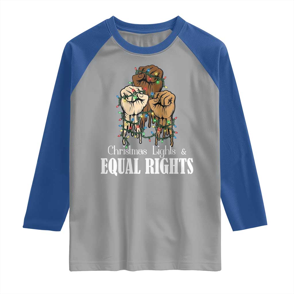 Christmas Lights And Equal Rights Raglan Shirt Diversity Xmas Gift TS12 Sport Gray Royal Print Your Wear