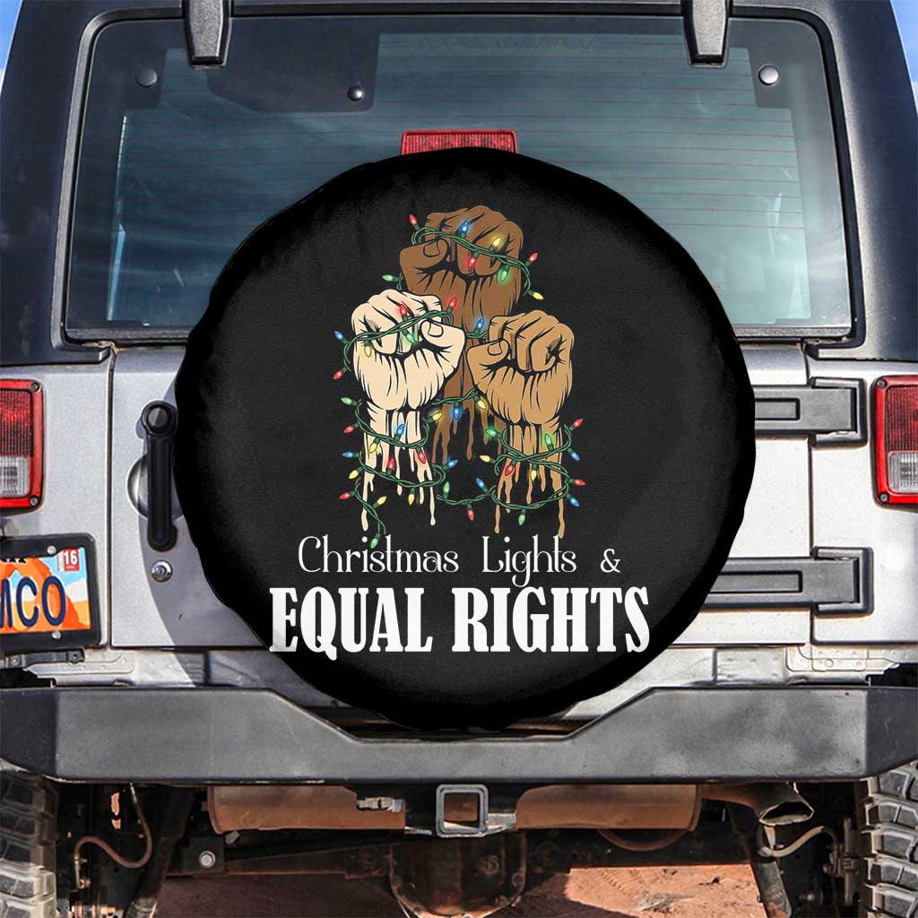Christmas Lights And Equal Rights Spare Tire Cover Diversity Xmas Gift TS12 No hole Black Print Your Wear