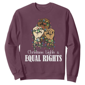Christmas Lights And Equal Rights Sweatshirt Diversity Xmas Gift TS12 Maroon Print Your Wear