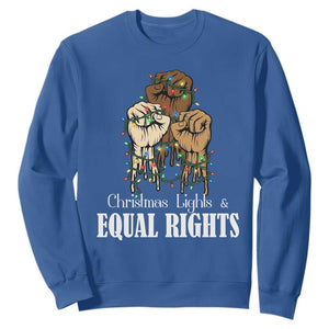 Christmas Lights And Equal Rights Sweatshirt Diversity Xmas Gift TS12 Royal Blue Print Your Wear