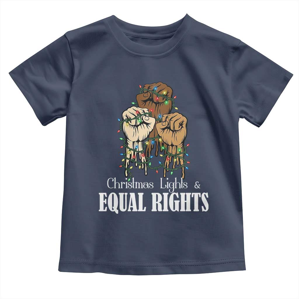 Christmas Lights And Equal Rights Toddler T Shirt Diversity Xmas Gift TS12 Navy Print Your Wear