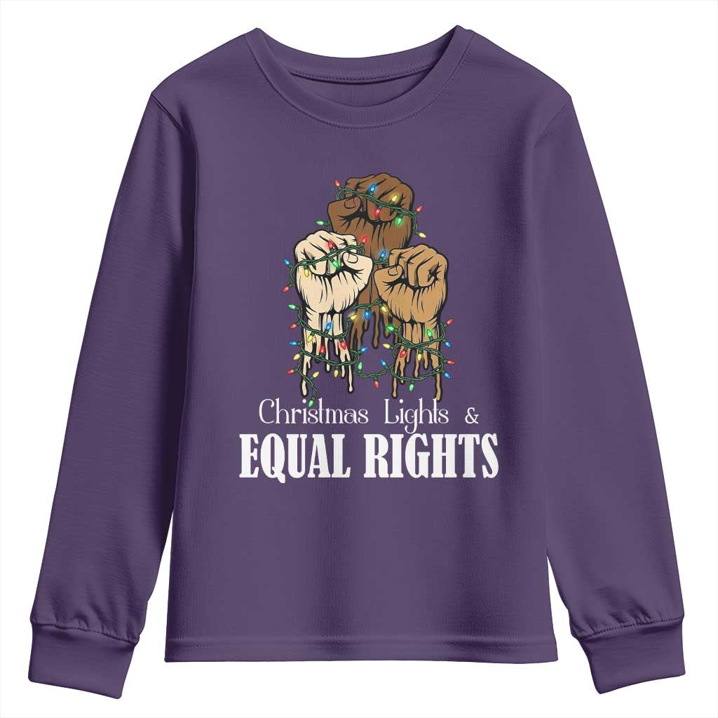 Christmas Lights And Equal Rights Youth Sweatshirt Diversity Xmas Gift TS12 Purple Print Your Wear