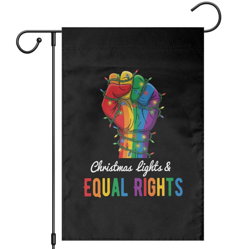 Christmas Lights Equal Rights Garden Flag LGBT Hands Supporter Gift TS12 Black Print Your Wear