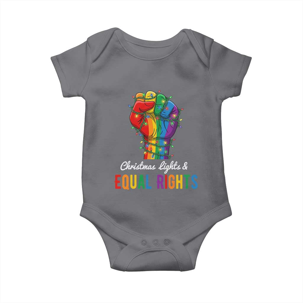 Christmas Lights Equal Rights Baby Onesie LGBT Hands Supporter Gift TS12 Charcoal Print Your Wear