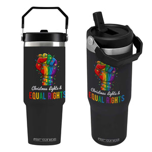 Christmas Lights Equal Rights Flip Straw Tumbler LGBT Hands Supporter Gift TS12 One Size: 30 oz Black Print Your Wear