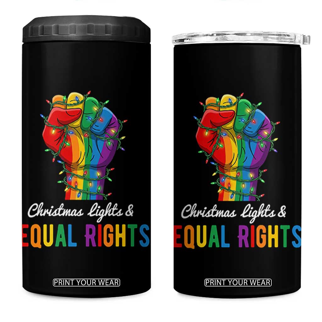 Christmas Lights Equal Rights 4 in 1 Can Cooler Tumbler LGBT Hands Supporter Gift TS12 One Size: 16 oz Black Print Your Wear