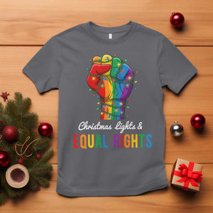 Christmas Lights Equal Rights T Shirt LGBT Hands Supporter Gift TS12 Charcoal Print Your Wear