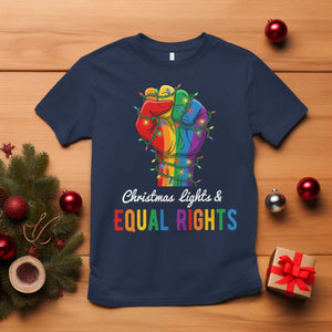 Christmas Lights Equal Rights T Shirt LGBT Hands Supporter Gift TS12 Navy Print Your Wear