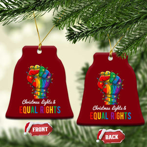 Christmas Lights Equal Rights Ceramic Ornament LGBT Hands Supporter Gift TS12 Print Your Wear