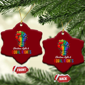 Christmas Lights Equal Rights Ceramic Ornament LGBT Hands Supporter Gift TS12 Print Your Wear
