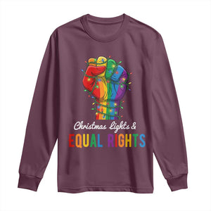 Christmas Lights Equal Rights Long Sleeve Shirt LGBT Hands Supporter Gift TS12 Maroon Print Your Wear