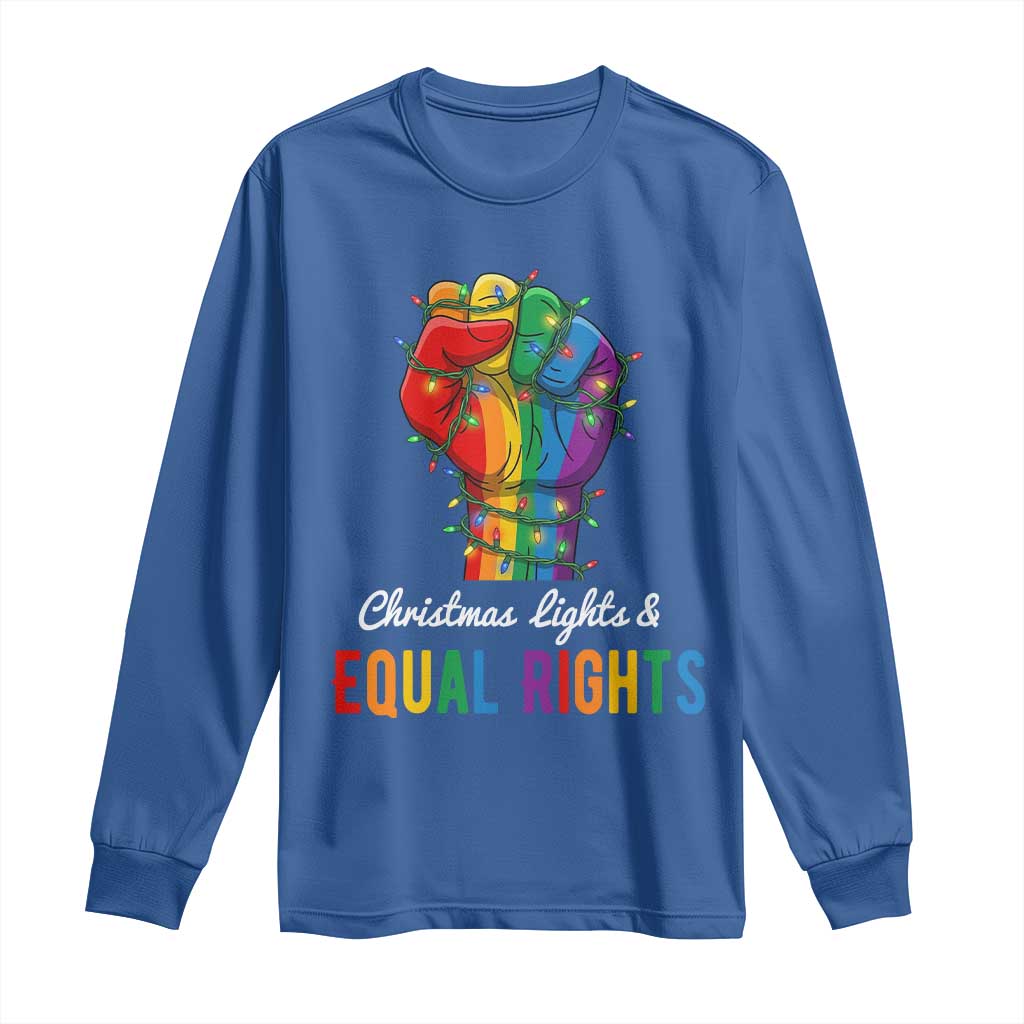 Christmas Lights Equal Rights Long Sleeve Shirt LGBT Hands Supporter Gift TS12 Royal Blue Print Your Wear