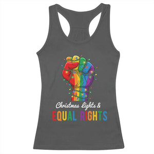 Christmas Lights Equal Rights Racerback Tank Top LGBT Hands Supporter Gift TS12 Dark Heather Print Your Wear