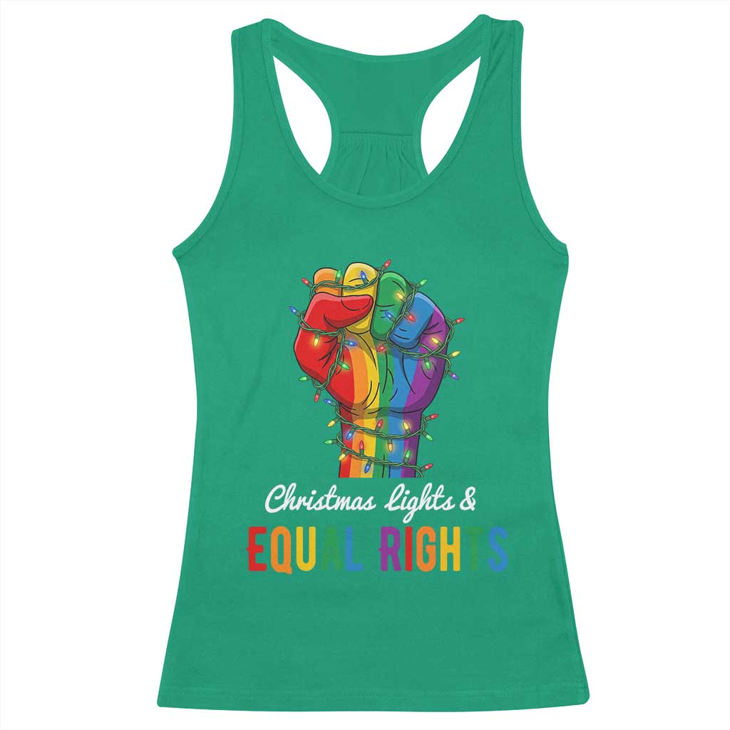 Christmas Lights Equal Rights Racerback Tank Top LGBT Hands Supporter Gift TS12 Irish Green Print Your Wear