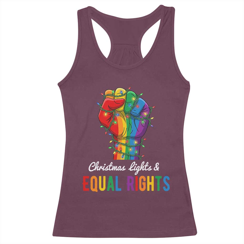 Christmas Lights Equal Rights Racerback Tank Top LGBT Hands Supporter Gift TS12 Maroon Print Your Wear