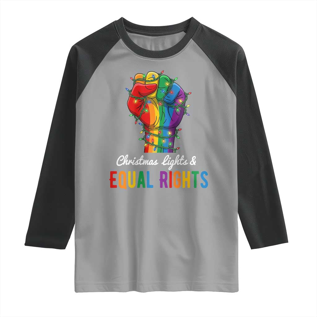 Christmas Lights Equal Rights Raglan Shirt LGBT Hands Supporter Gift TS12 Sport Gray Black Print Your Wear