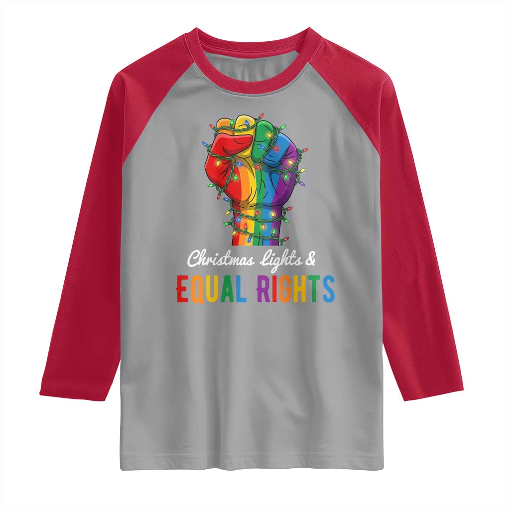 Christmas Lights Equal Rights Raglan Shirt LGBT Hands Supporter Gift TS12 Sport Gray Red Print Your Wear