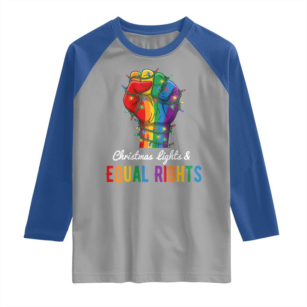 Christmas Lights Equal Rights Raglan Shirt LGBT Hands Supporter Gift TS12 Sport Gray Royal Print Your Wear