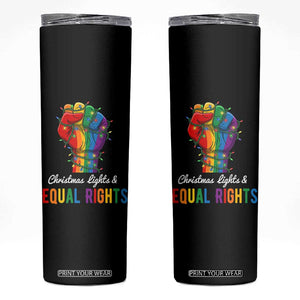 Christmas Lights Equal Rights Skinny Tumbler LGBT Hands Supporter Gift TS12 Black Print Your Wear