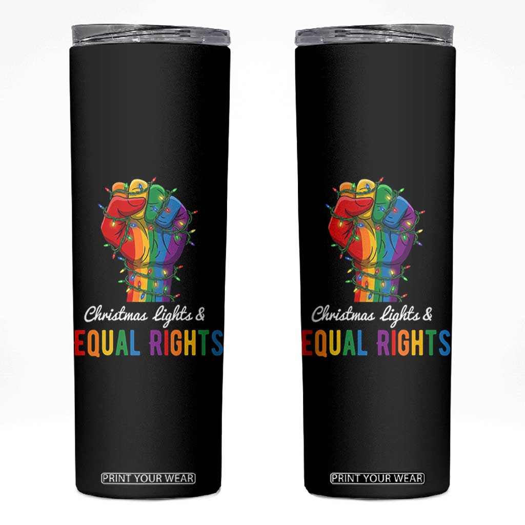 Christmas Lights Equal Rights Skinny Tumbler LGBT Hands Supporter Gift TS12 Black Print Your Wear