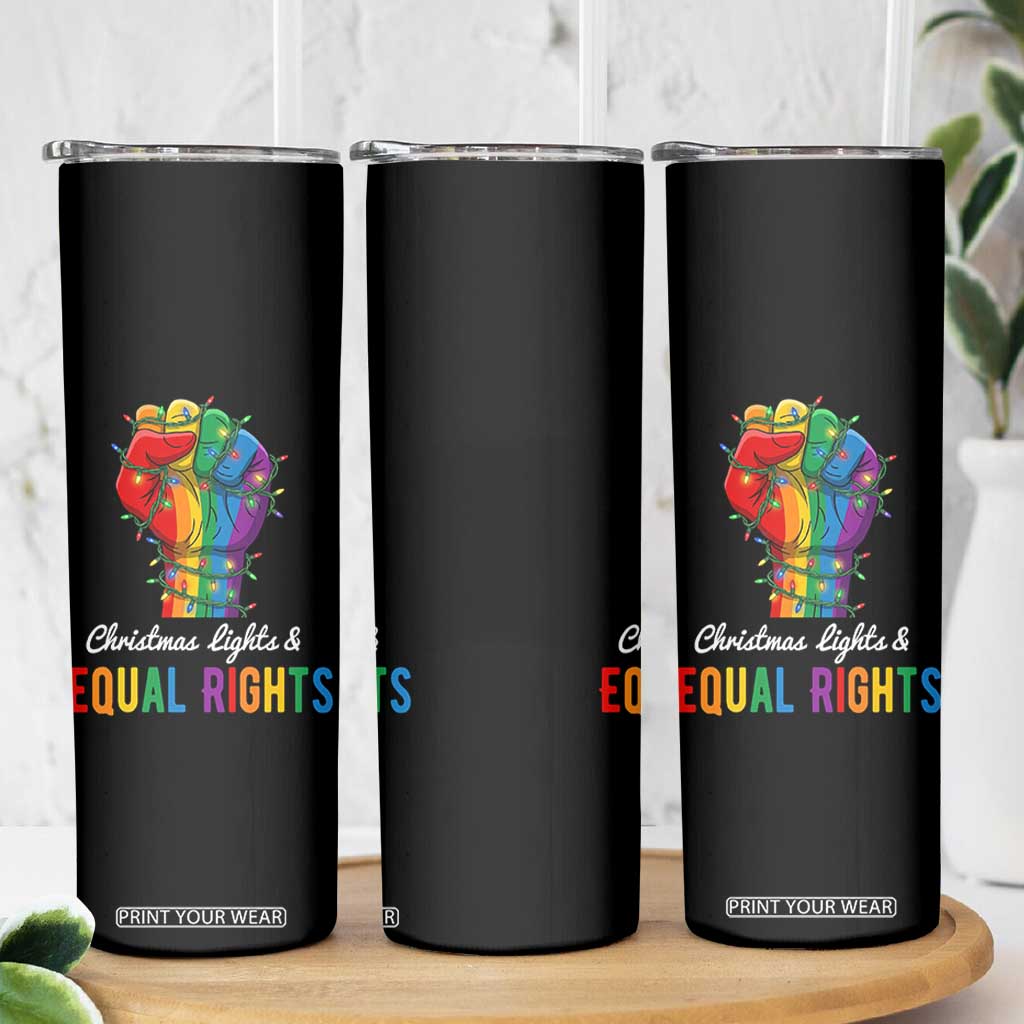 Christmas Lights Equal Rights Skinny Tumbler LGBT Hands Supporter Gift TS12 Print Your Wear