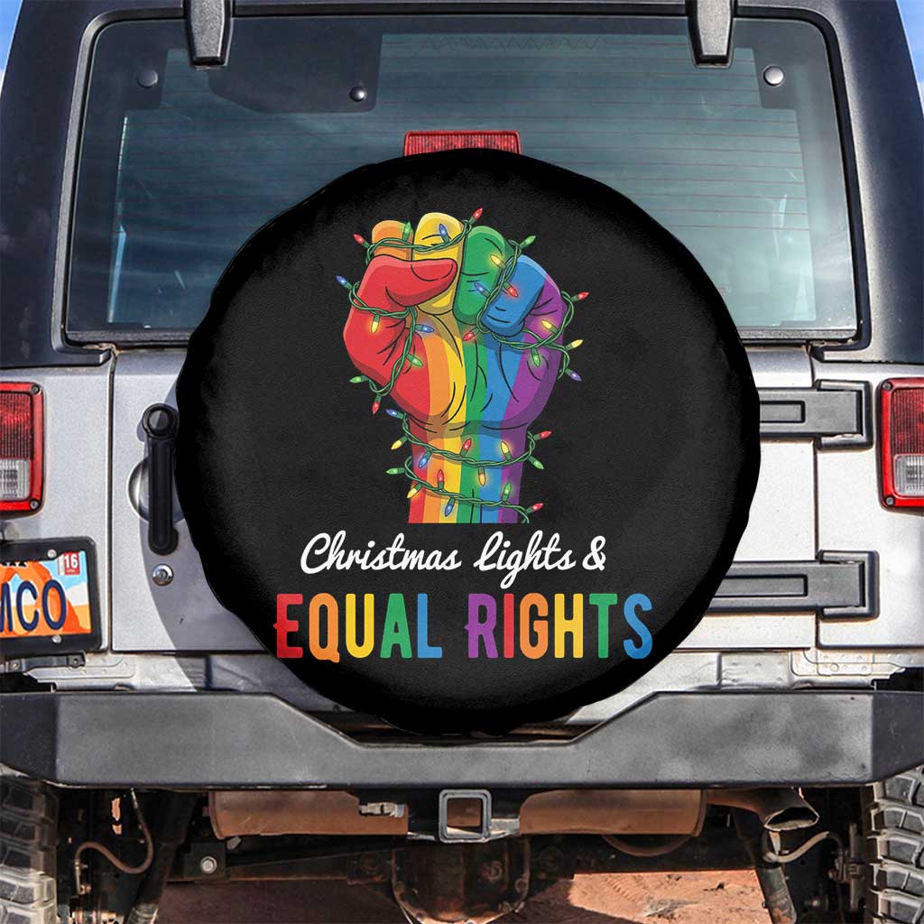 Christmas Lights Equal Rights Spare Tire Cover LGBT Hands Supporter Gift TS12 No hole Black Print Your Wear